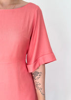 Vestido Trivê com mangas rosa blush