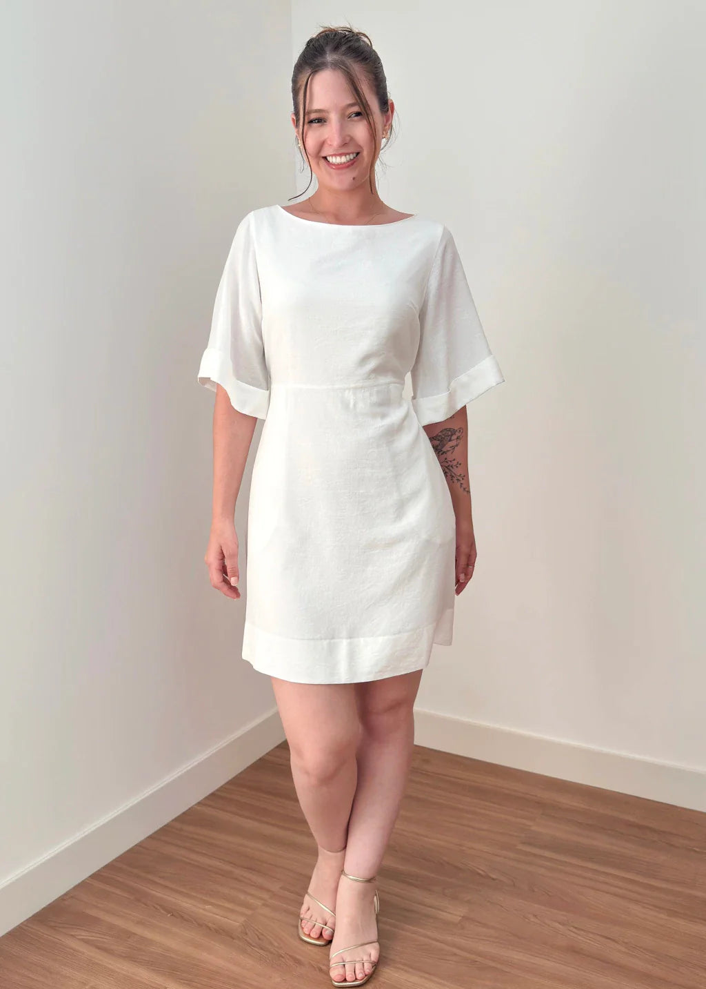 Vestido Trivê com mangas off white