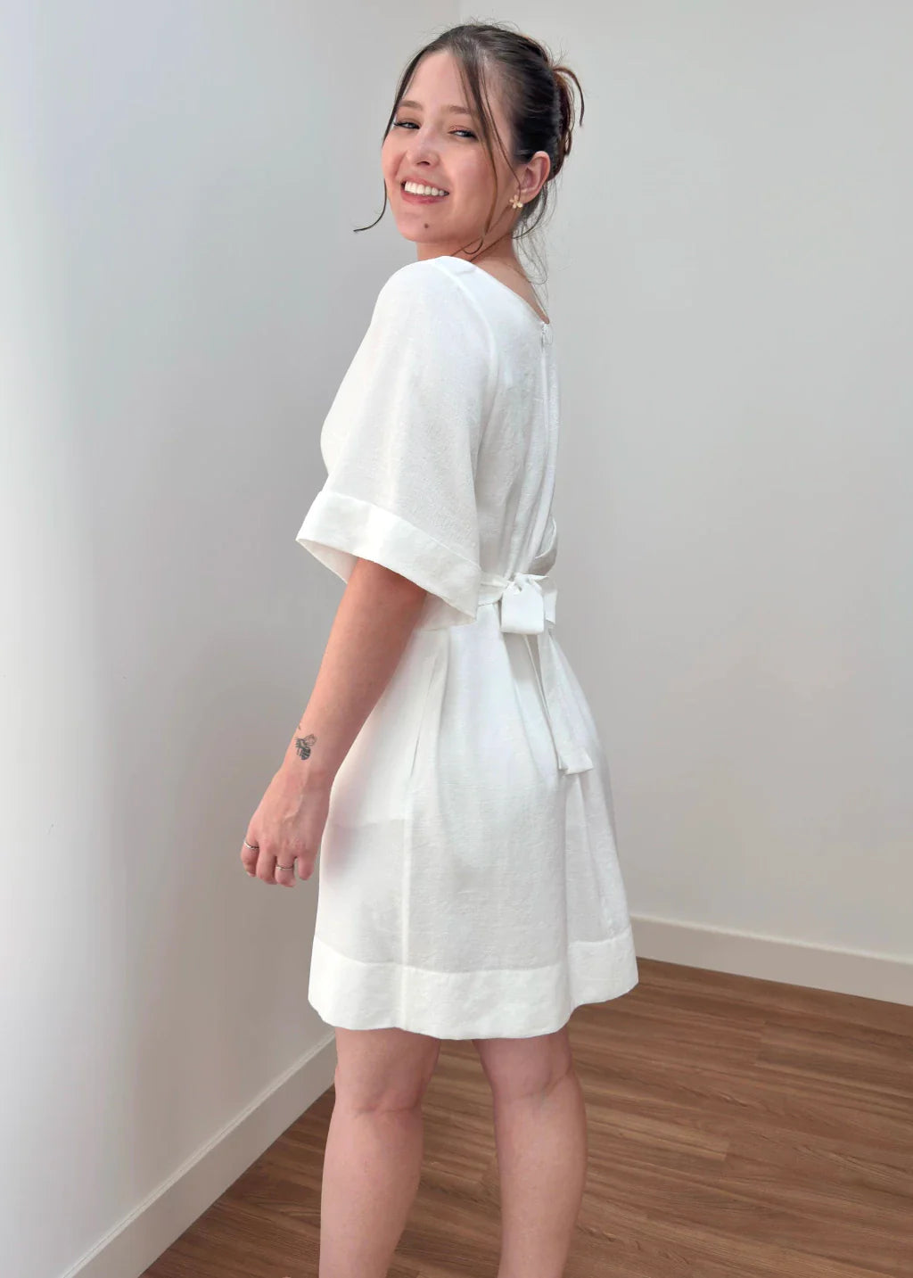 Vestido Trivê com mangas off white