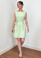 Vestido Trivê verde pastel