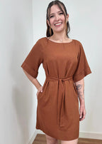 Vestido Trivê com mangas Caramel