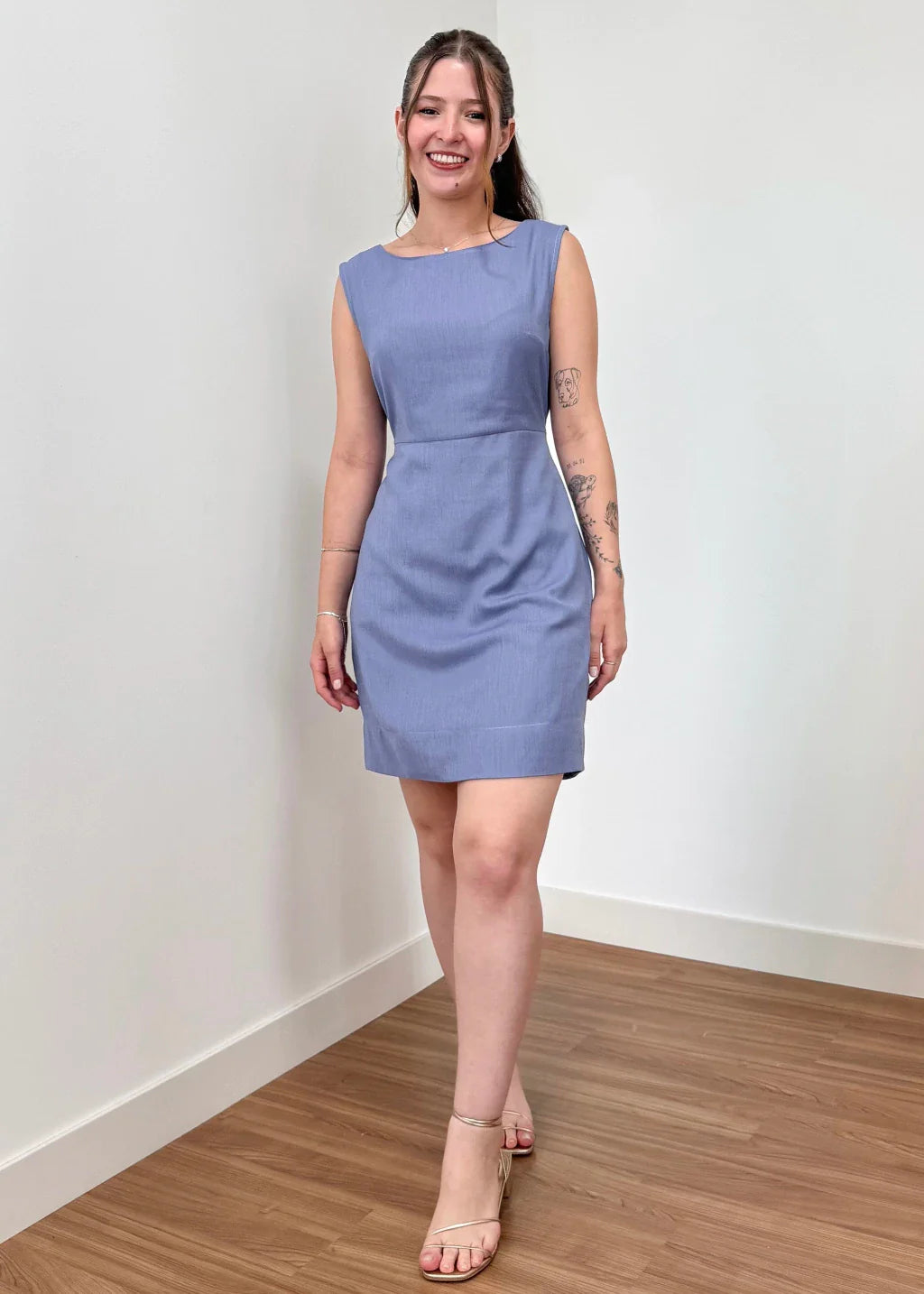 Vestido Trivê Azul Malva