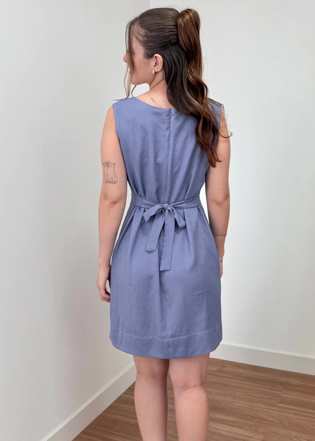 Vestido Trivê Azul Malva