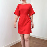 Vestido Trivê com mangas vermelho vivo