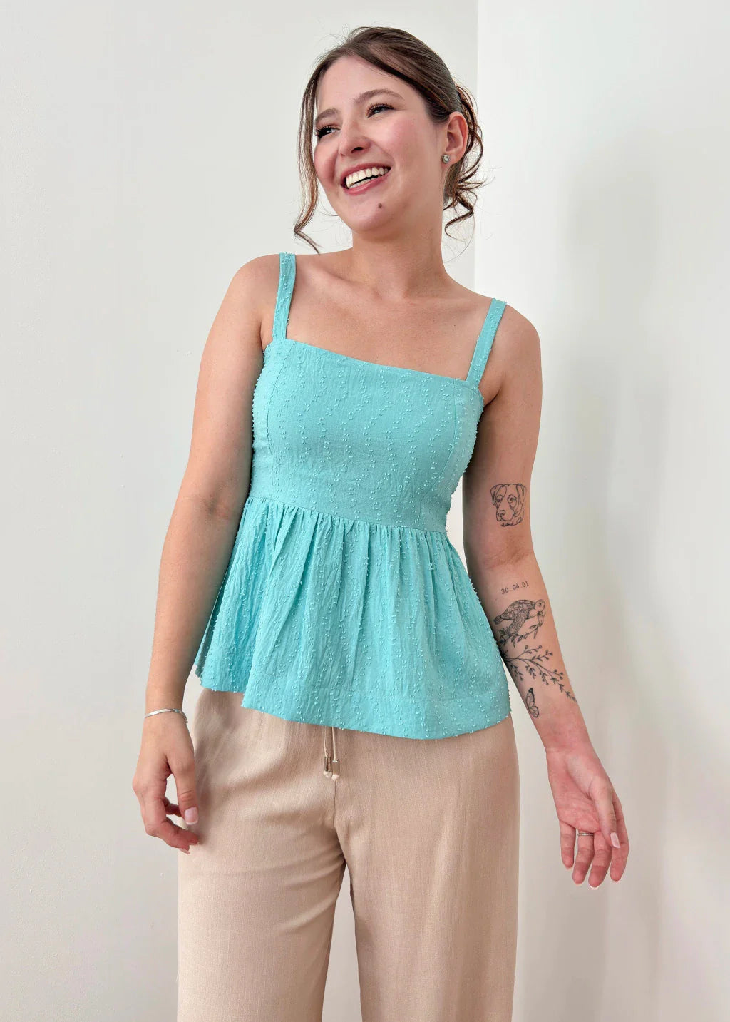 Blusa Bata Mavie Azul Turquesa