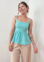 Blusa Bata Mavie Azul Turquesa