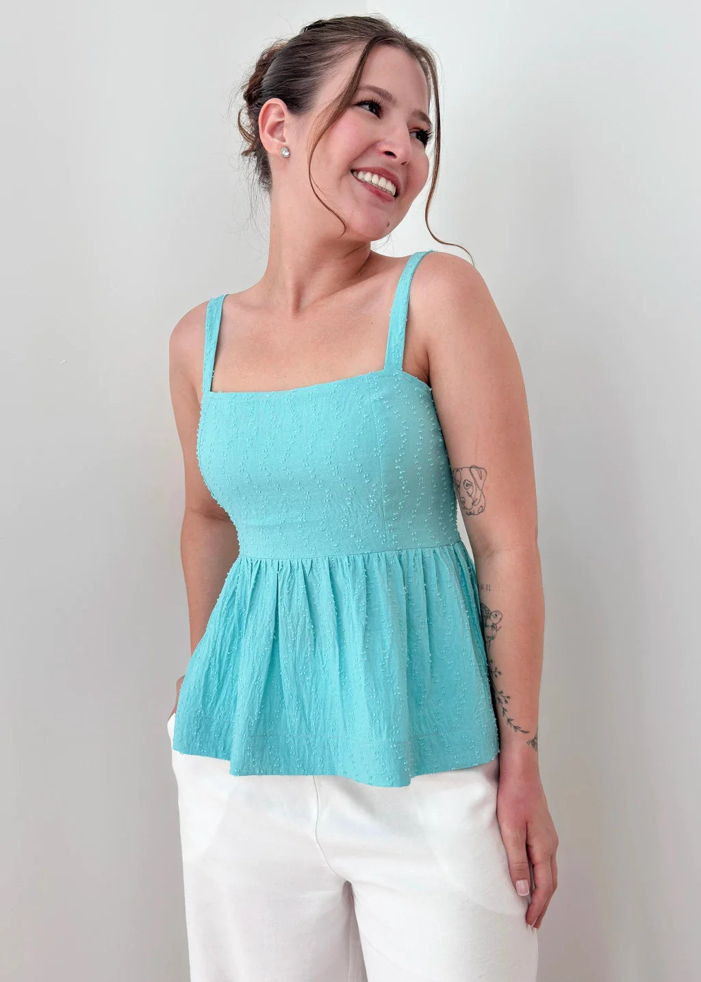 Blusa Bata Mavie Azul Turquesa