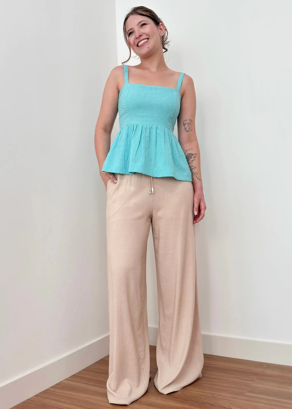 Blusa Bata Mavie Azul Turquesa