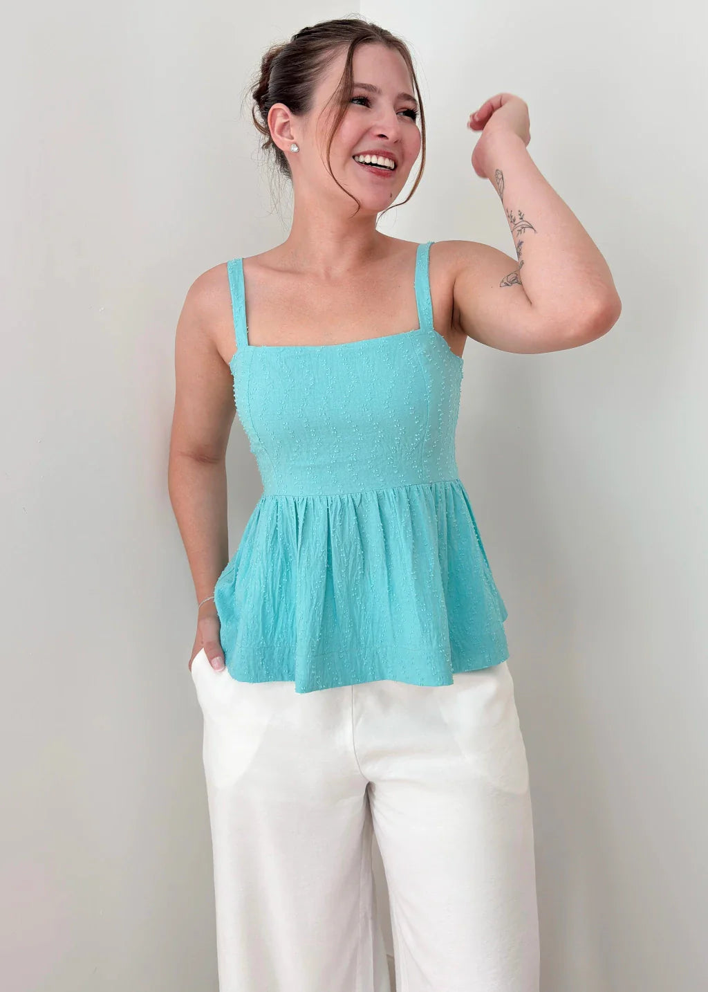 Blusa Bata Mavie Azul Turquesa