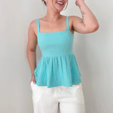 Blusa Bata Mavie Azul Turquesa