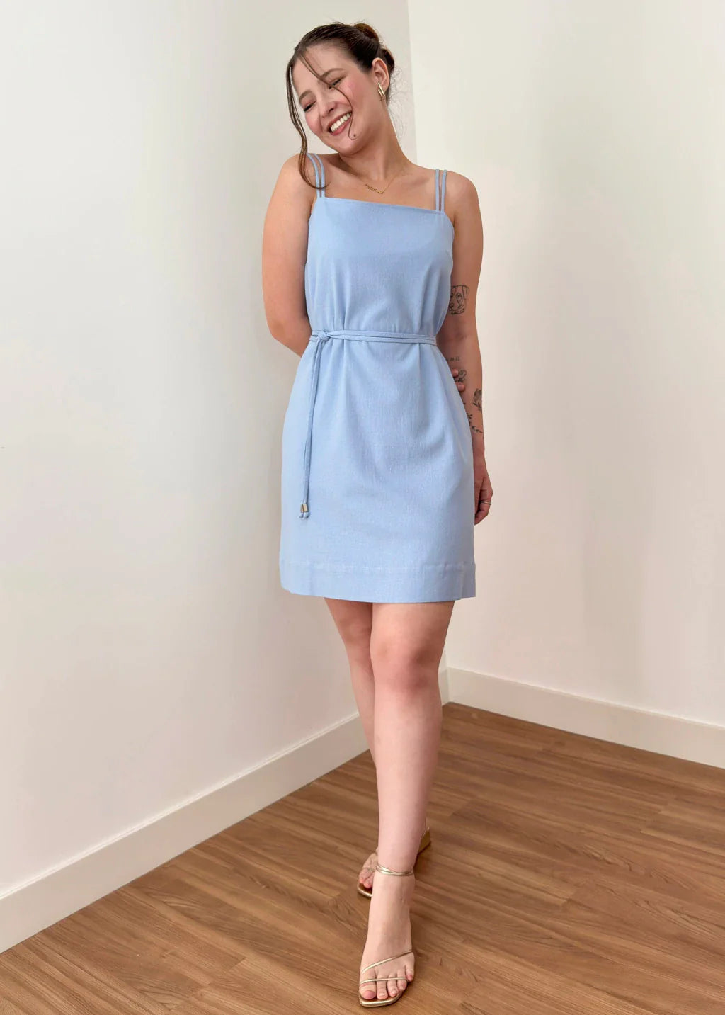 Vestido Solare Linho Azul Céu