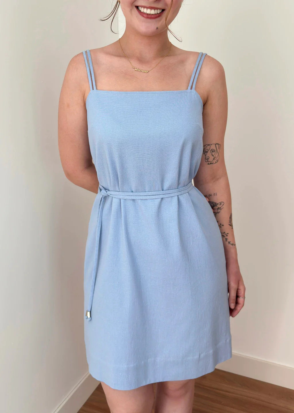 Vestido Solare Linho Azul Céu