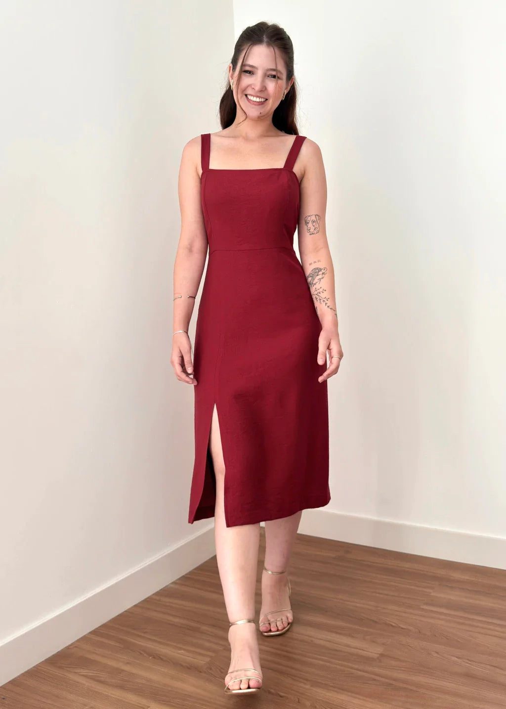 Vestido Midi Cloe Vermelho Burgundy
