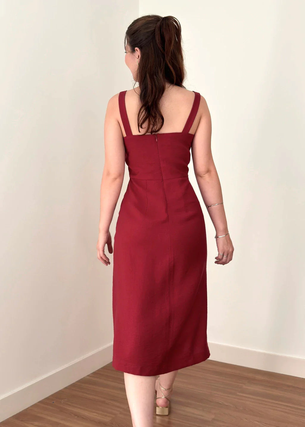 Vestido Midi Cloe Vermelho Burgundy