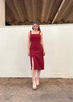 Vestido Midi Cloe Vermelho Burgundy