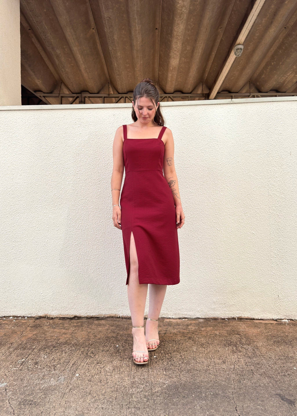 Vestido Midi Cloe Vermelho Burgundy