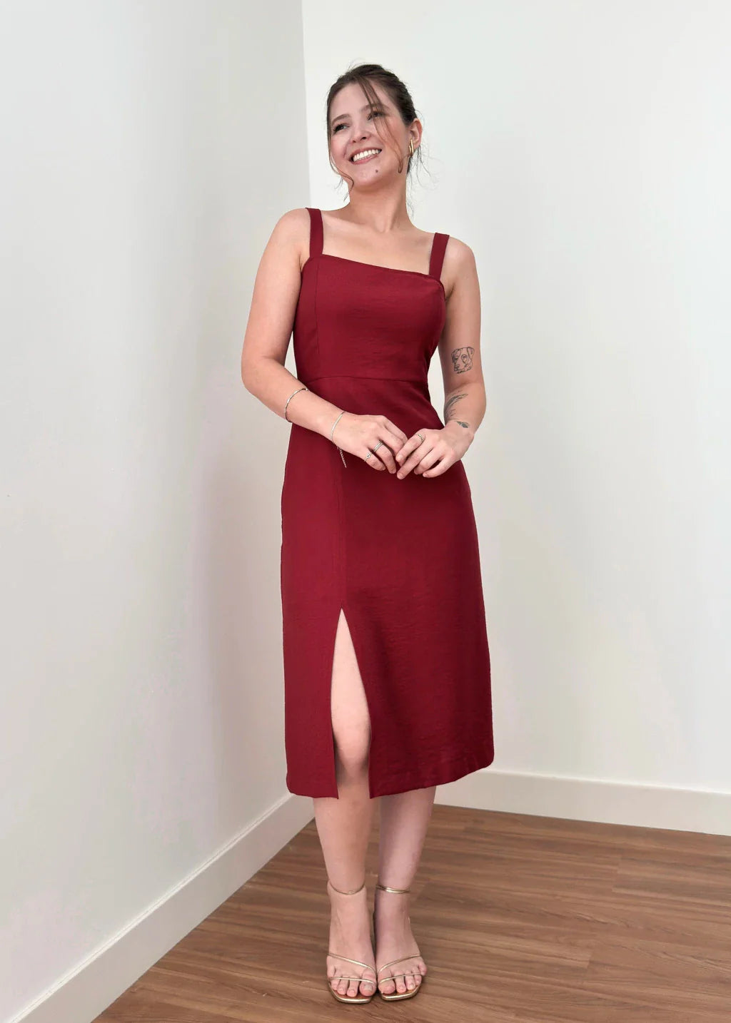 Vestido Midi Cloe Vermelho Burgundy